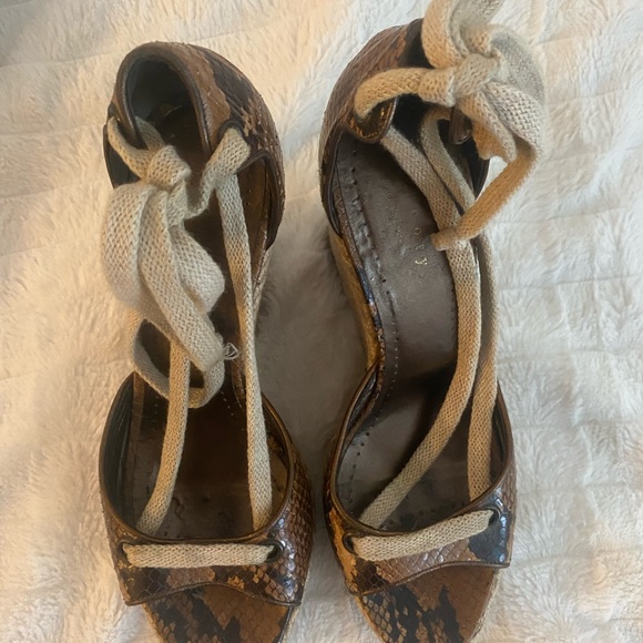 Theory Snake Skin Lace-up Espadrille Wedge EU 37 - Picture 7 of 11